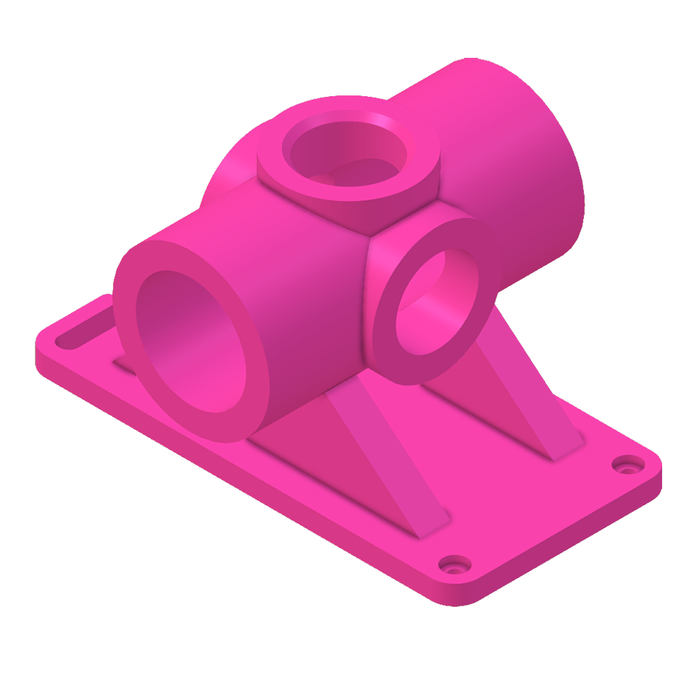 A CAD model of a pipe bracket.